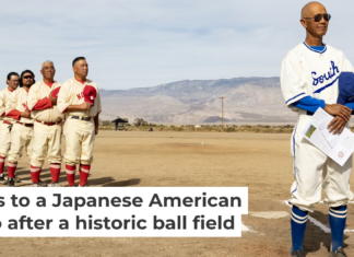 In a 2024 exhibition game at Manzanar, players – many of them descendants of internment camp detainees – donned custom 1940s-style uniforms. Aaron Rapoport, CC BY-SA